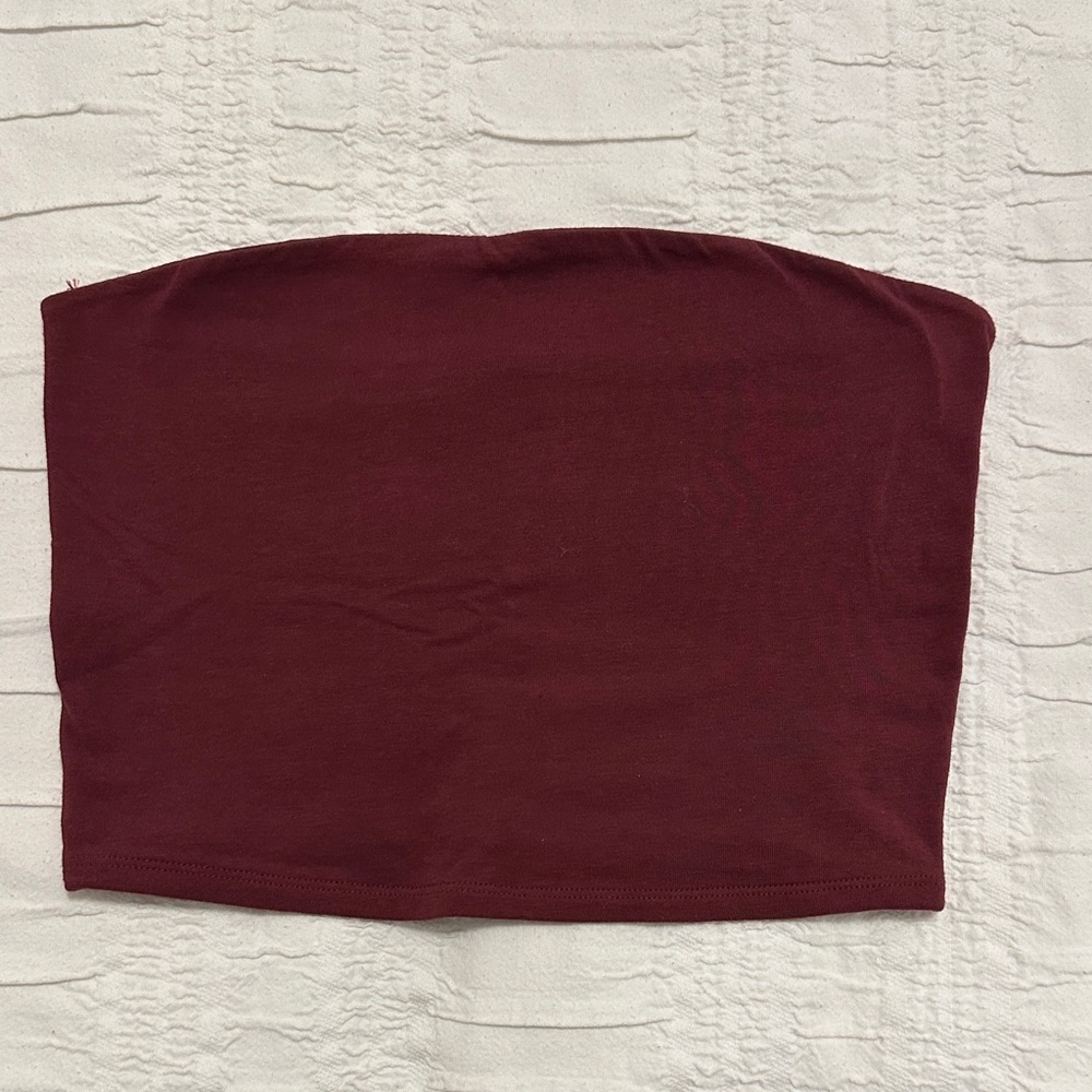 Garage Strapless Tube Top in Burgundy